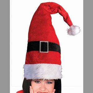 Super Santa hat - Very Tall Glam Bendable Santa hat with belt and buckle detail